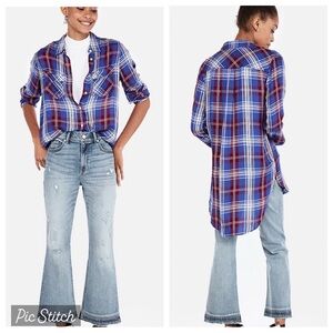 NWT Express Plaid Button Down Tunic